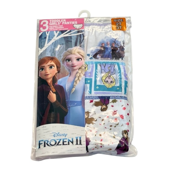 NWT Disney Frozen II Toddler Girls Panties 100% Cotton 3 Pair Set, Size 2T/3T - Picture 1 of 3